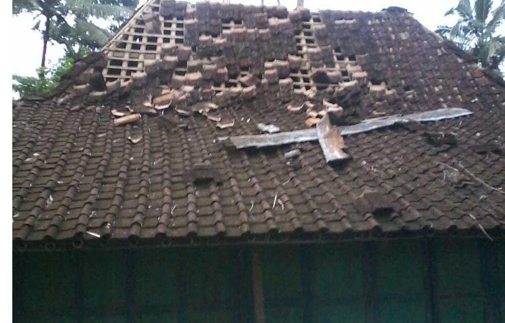 Pohon tumbang karena diterjang angin kencang di Dusun Teleng, Desa Sidoarjo, Pacitan Kamis (11/01/2018)