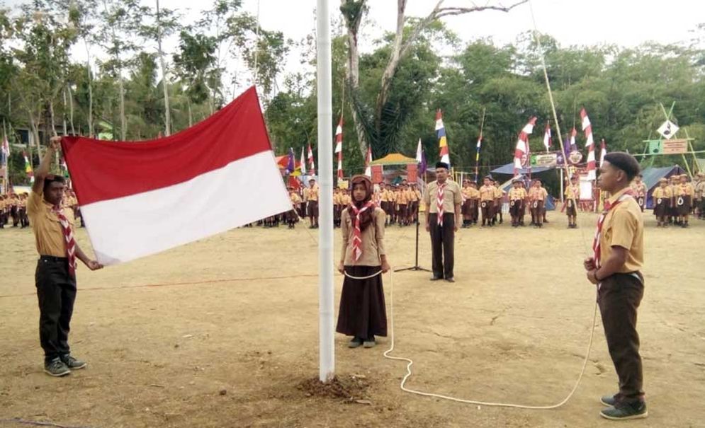 Upacara pembukaan Jambore Ranting Gugus 04 Kecamatan Bandar Minggu,(12/08/2018