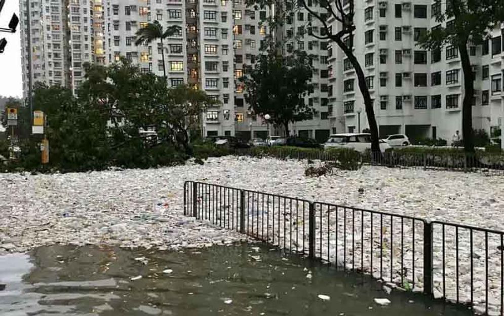 Banjir melanda sejumlah wilayah di Hong Kong akibat Badai Mangkhut