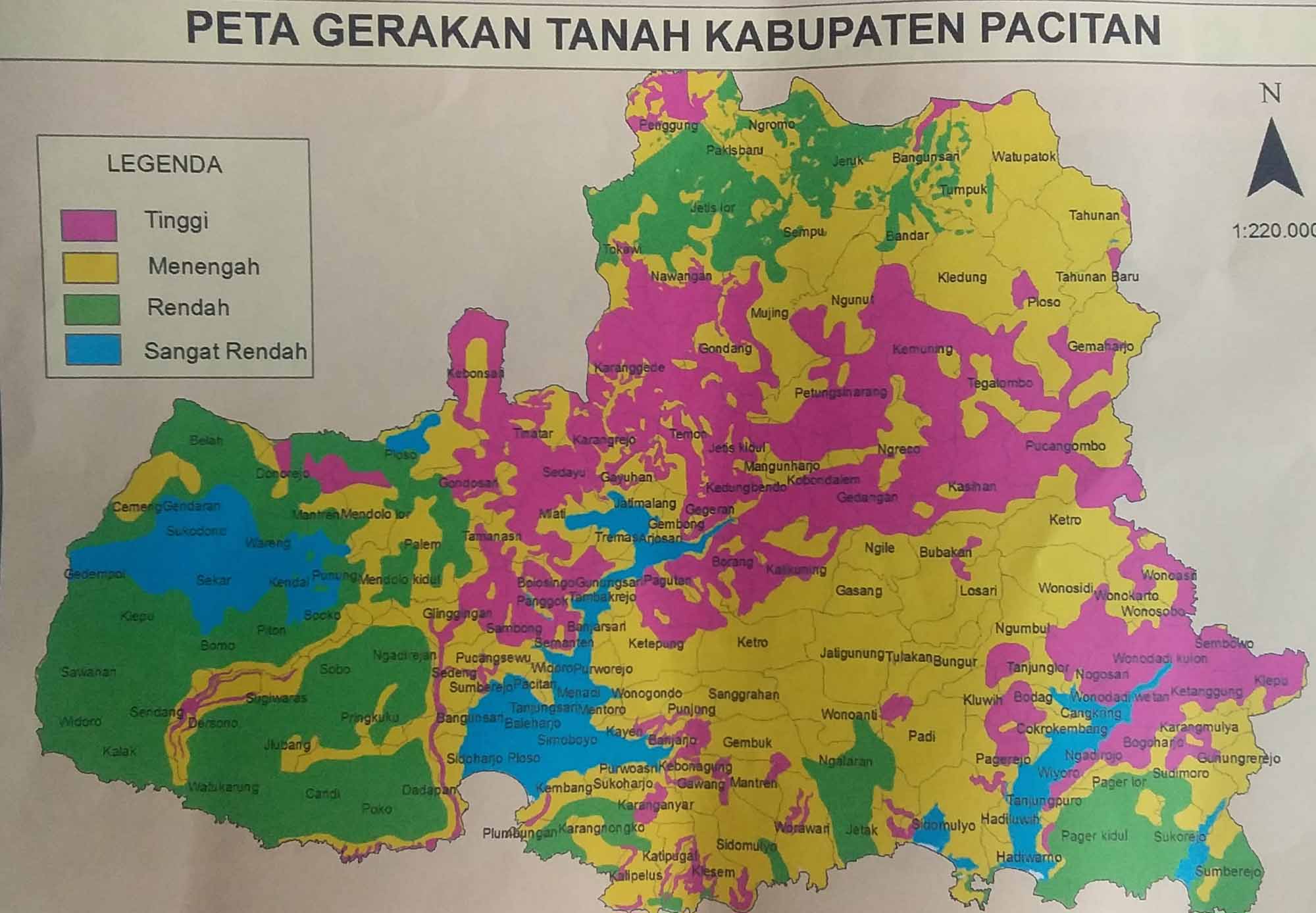 Peta rawan tanah pergerakan tanah Kabupaten Pacitan