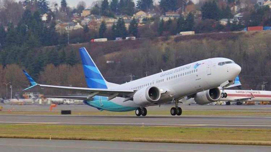 <p>Pesawat Boeing B737 MAX Milik Garuda Indonesia</p>
