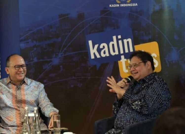 <p>Ketua Umum Kamar Dagang dan Industri (Kadin) Indonesia Rosan P. Roeslani dan Menko Perekonomian Airlangga Hartarto / Ekon.go.id</p>
