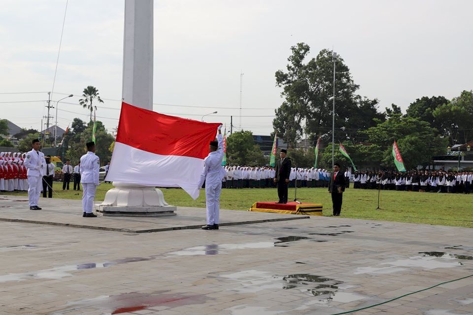 Suasana upacara di Lapangan Paseban Bantul