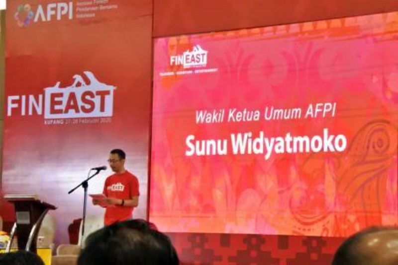 <p>Wakil Ketua Umum AFPI Sunu Widyatmoko saat memberikan pemaparannya dalam FinEast 2020 di Kupang, Jumat (28/2)</p>
