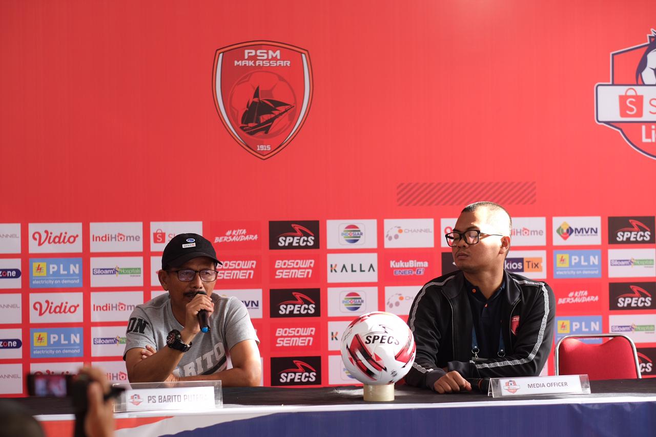 Pelatih Barito Putera saat jumpa pers pra pertandingan versus PSM Makassar