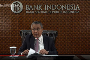 <p>Gubernur BI Perry Warjiyo dalam Live Streaming Pembacaan Hasil Rapat Dewan Gubernur (RDG), Kamis, 19 Maret 2020 (Sumber: YouTube)</p>
