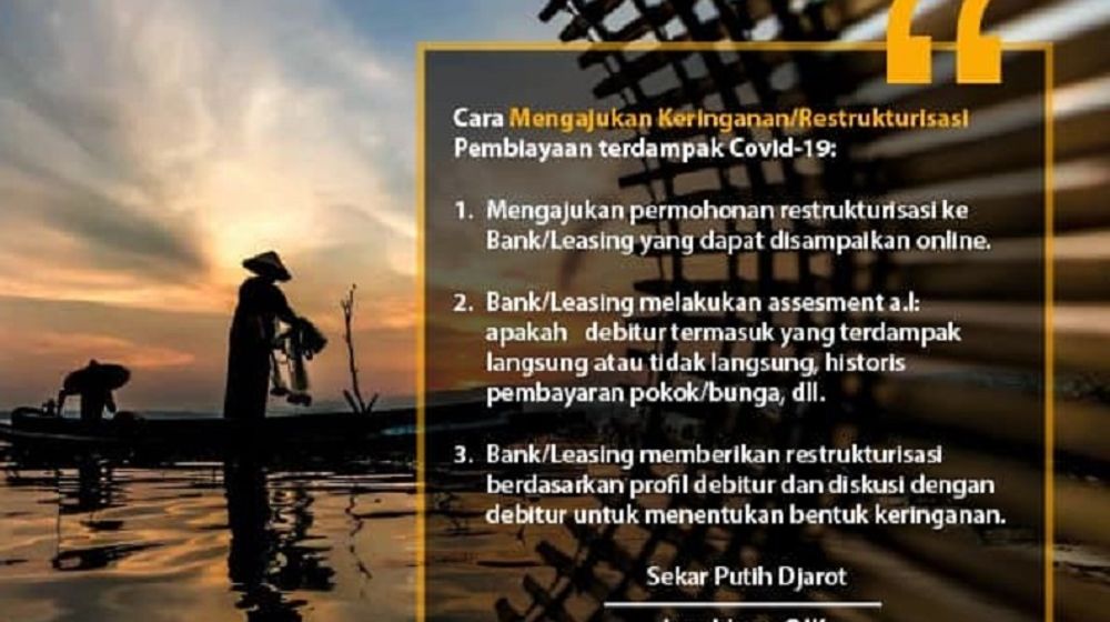 <p>OJK merilis aturan restrukturisasi kredit bagi UMKM hingga pekerja informal harian seperti ojek online. / OJK</p>
