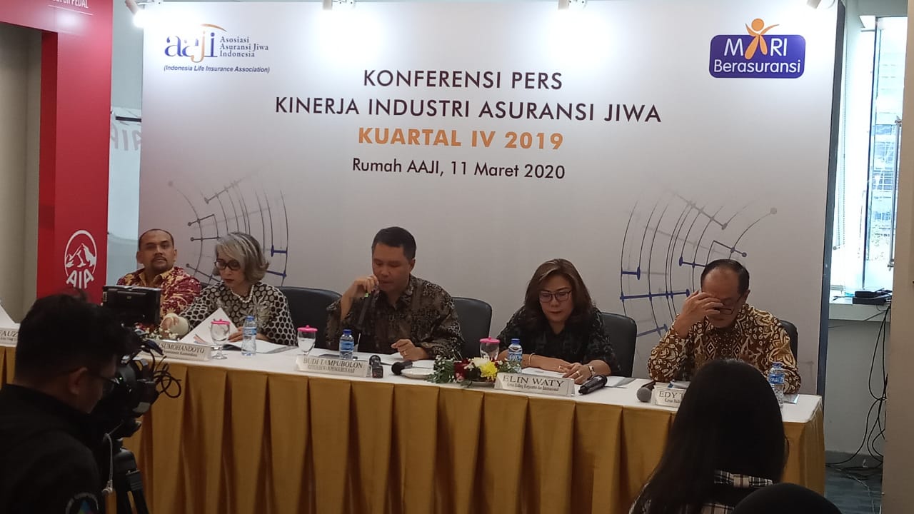 <p>Konferensi Pers Asosiasi Asuransi Jiwa Indonesia (AAJI) di Jakarta Pusat, Rabu, 11 Maret 2020. Sumber: Tren Asia</p>
