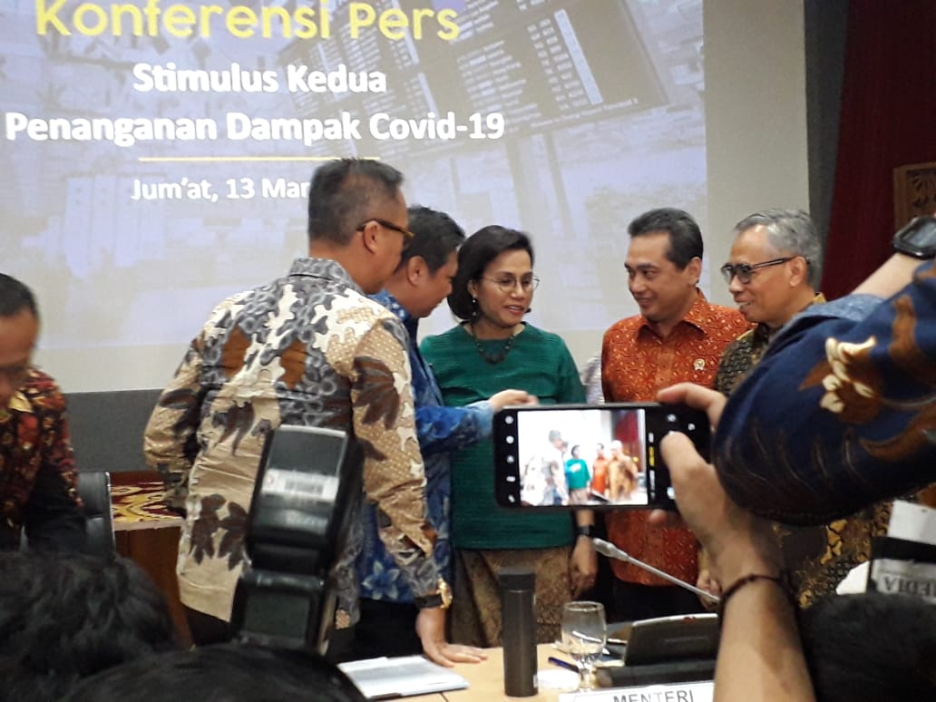 <p>Konferensi Pers : Stimulus II Dampak Covid 19 di Gedung Kemenko Perekonomian, Jakarta (13/3/2020).</p>
