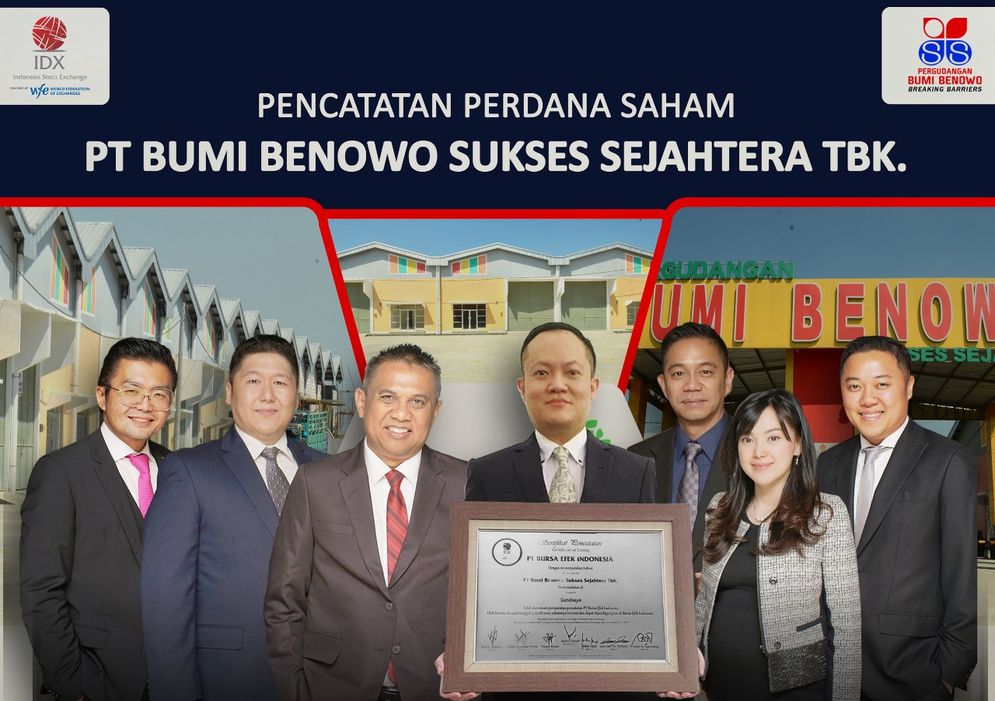  Para pimpinan PT Bumi Benowo Sukses Sejahtera Tbk yang sudah melantai di Bursa Efek Indonesia (BEI). 