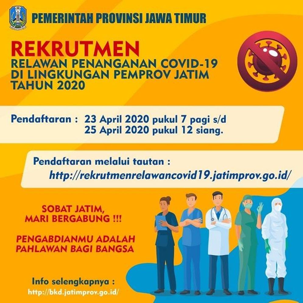 Ilustrasi: Provinsi Jawa Timur Buka Pendaftaran, Rekruitmen Relawan COVID-19