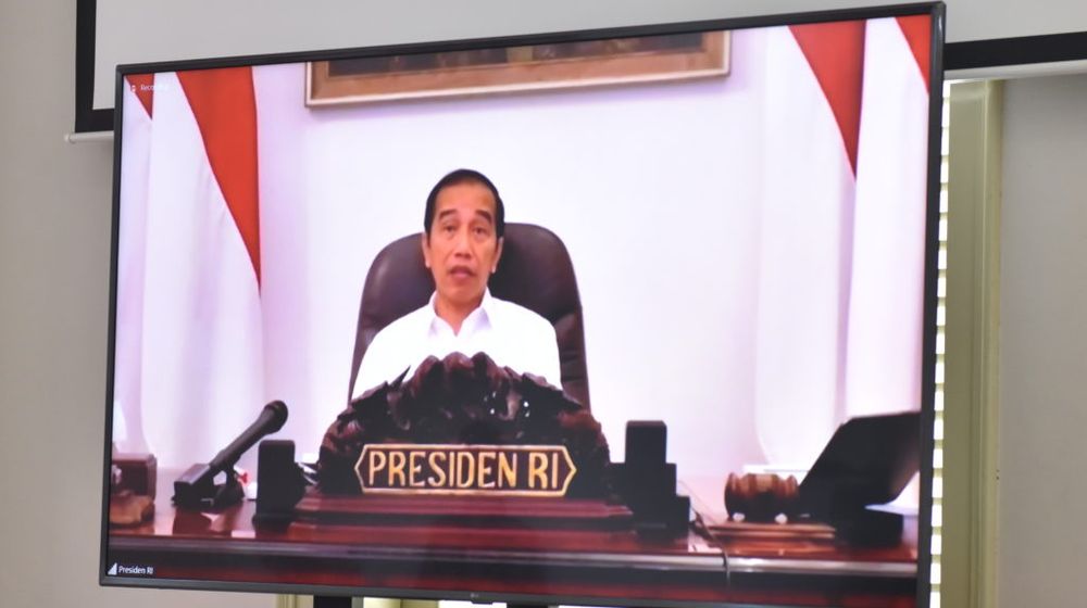 <p>Presiden Joko Widodo saat memberikan pengantar pada Rapat Terbatas (Ratas) melalui konferensi video, Rabu 22 April 2020/ Sumber: setkab.go.id</p>
