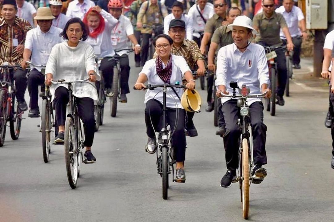 <p>Presiden Joko Widodo, Menteri Luar Negeri Retno Marsudi, dan Menteri Keuangan Sri Mulyani. / Facebook @smindrawati </p>
