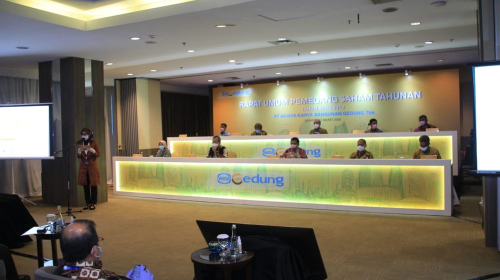 <p>PT Wijaya Karya Bangunan Gedung Tbk. (WEGE) Menggelar Rapat Umum Pemegang Saham Tahunan (RUPST) Tahun Buku 2019 di Best Western Premier<br />
The Hive Jalan D.I. Panjaitan Kav. 3-4 Jakarta, Selasa, 31 Maret 2020 / Dokumentasi Wika Gedung</p>
