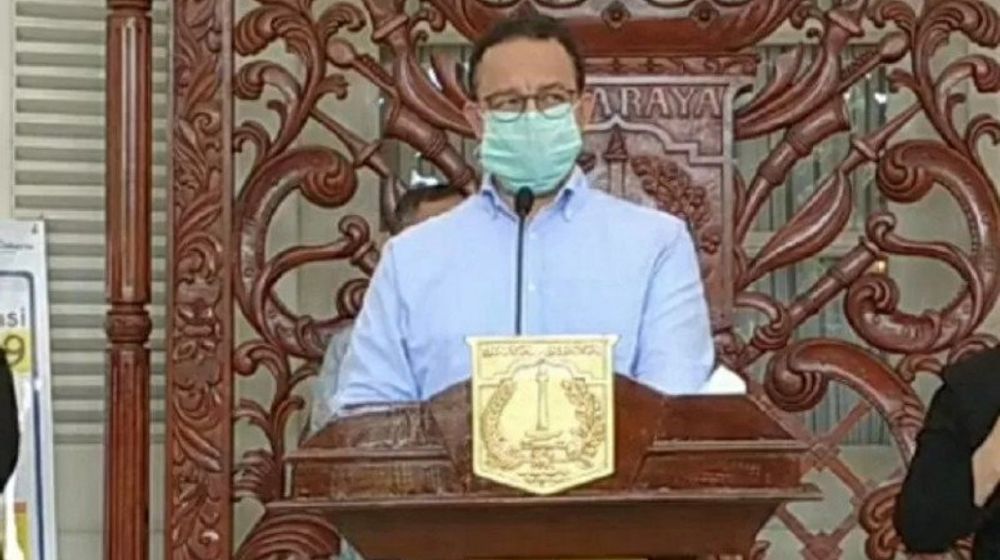 <p>Gubernur DKI Jakarta Anies Rasyid Baswedan saat memberikan keterangan pers. / Antara Foto</p>
