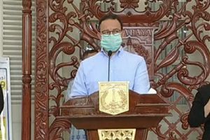 <p>Gubernur DKI Jakarta Anies Rasyid Baswedan saat memberikan keterangan pers. / Antara Foto</p>
