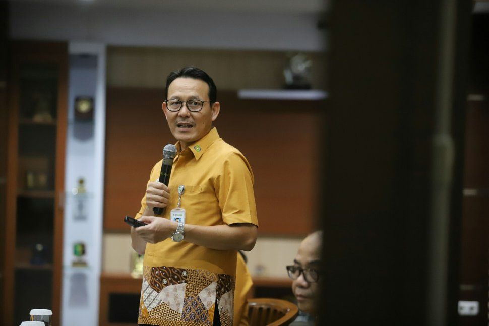 Dirut BPJS Kesehatan saat memberikan keterangan pers ke awak media
