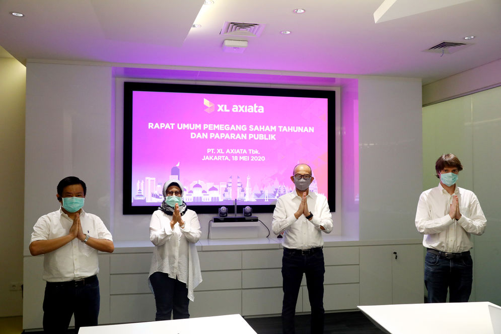 Jajaran Direksi XL Axiata usai RUPS di Jakarta, Senin (18/5/2020) lalu.