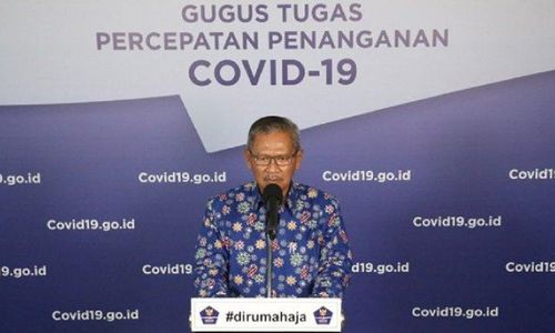 <p>Juru Bicara Pemerintah untuk Penanganan COVID-19 Achmad Yurianto mengenakan kemeja batik bermotif virus corona. / YouTube BNPB</p>
