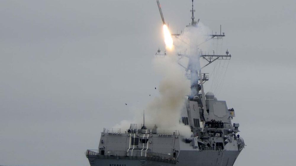 <p>Kapal perang Amerika menembakkan Rudal Tomahawk / US Navy</p>
