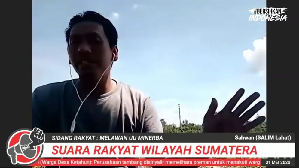 Tangkapan layar sidang rakyat secara virtual tentang Menolak UU Minerba, Minggu (31/5).