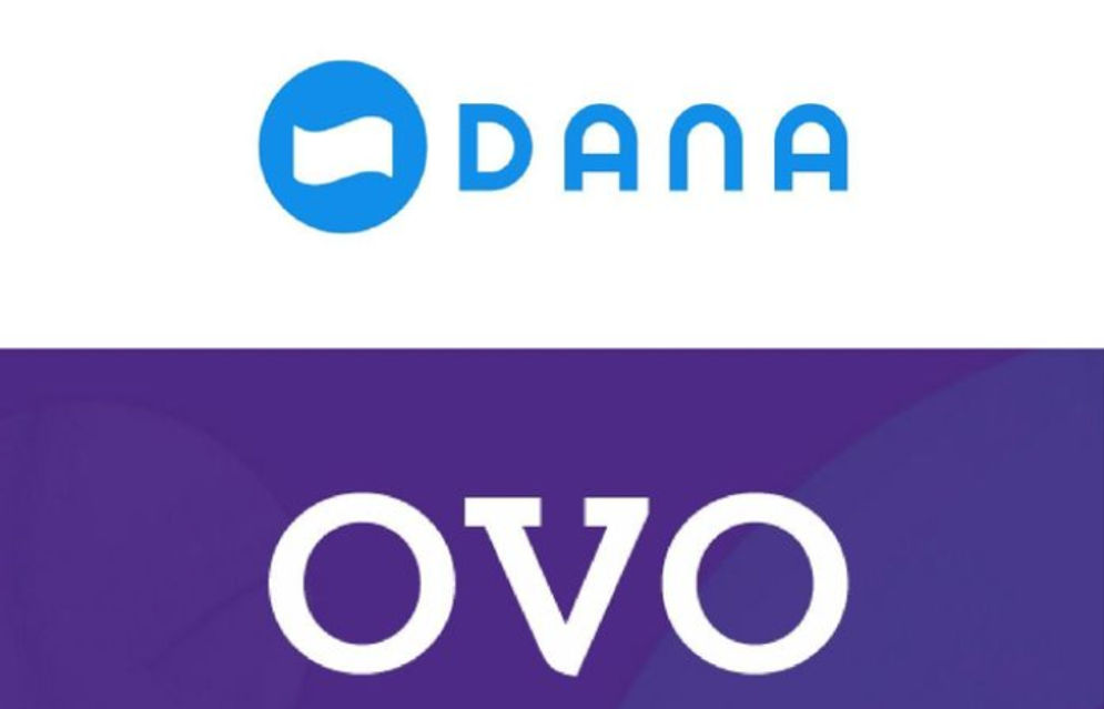 Ilustrasi logo DANA dan OVO