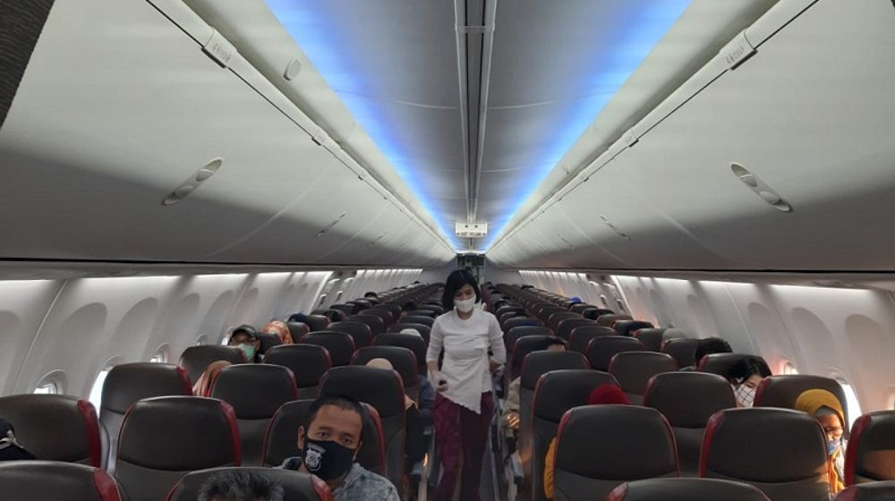 <p>Kabin pesawat Lion Air saat membawa penumpang masa pandemi COVID-19. / Lionair.co.id</p>
