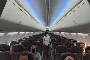<p>Kabin pesawat Lion Air saat membawa penumpang masa pandemi COVID-19. / Lionair.co.id</p>
