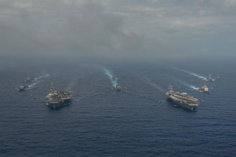 <p>Dua kelompok tempur kapal induk Amerika/foto: US Navy</p>

