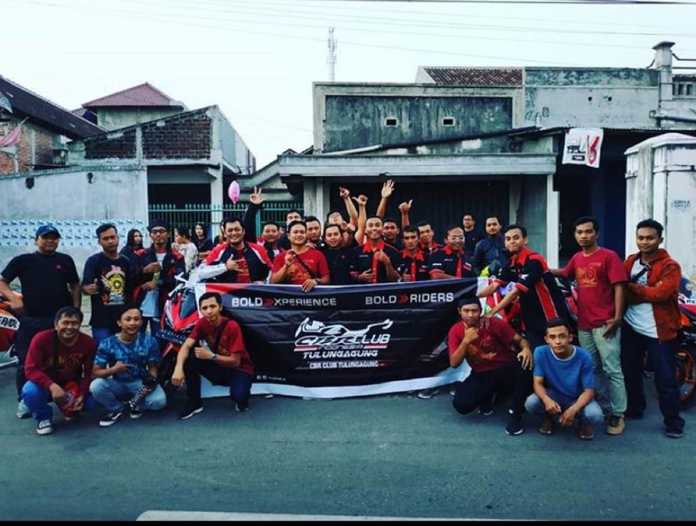 Komunitas motor di Tulungagung yang tergabung dalam Bold Riders saat dalam sebuah pertemuan sebelum pandemi Covid-19.