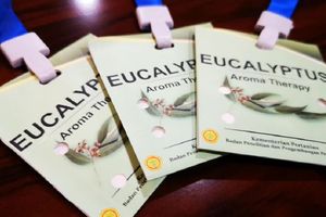 <p>Kalung minyak kayu putih berbahan Eucalyptus yang diklaim mampu tangkal virus COVID-19. / Facebook @KementanRI</p>
