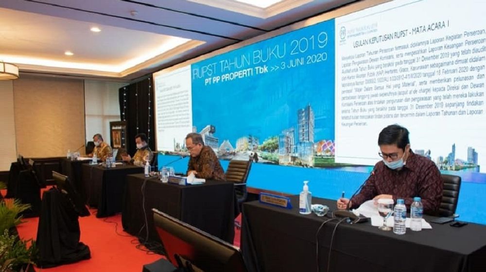<p>Manajemen PT PP Properti saat RUPST 2020. / Facebook @PTPPPropertiTbk</p>
