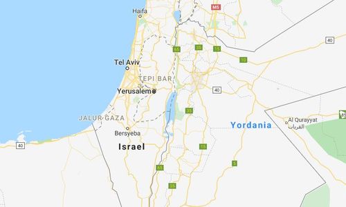 <p>Tangkapan Layar Peta Israel di Google Maps pada Jumat, 24 Juli 2020, tidak tertulis Palestina. / Google</p>

