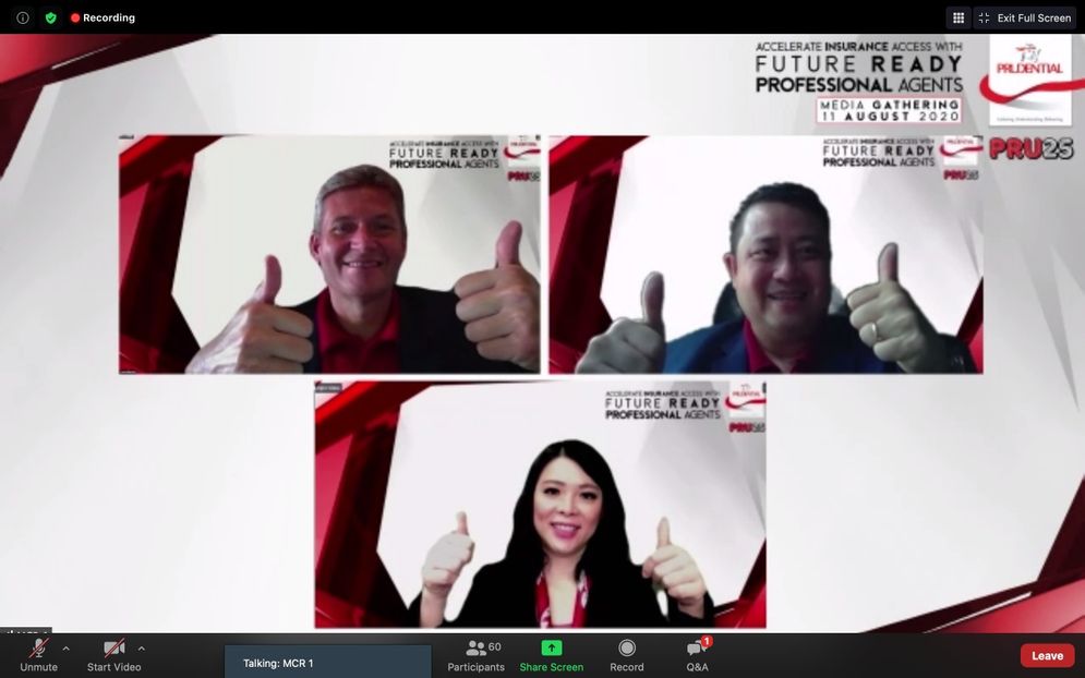 Narasumber webinar yang digelar Prudential Indonesia, Jens Reisch selaku President Director Prudential Indonesia, Rusli Chan selaku Chief Agency Officer Prudential Indonesia dan Miliana Marten selaku Country Chair MDRT Indonesia.