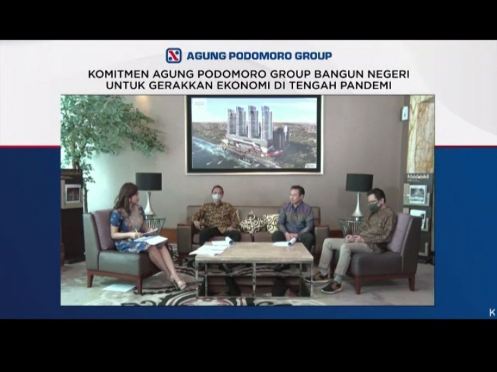 Konferensi virtual Agung Podomoro Group dengan tema Komitmen Agung Podomoro Membangun Negeri untuk Gerakkan Ekonomi di Tengah Pandemi di Jakarta (12/8/2020).
