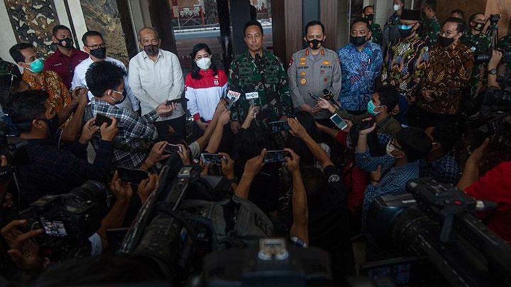 Jumpa pers temuan obat di Mabes TNI AD, Jakarta, Sabtu (15/8/2020).