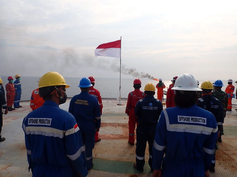 Suasana upacara bendera peringatan HUT RI ke-75