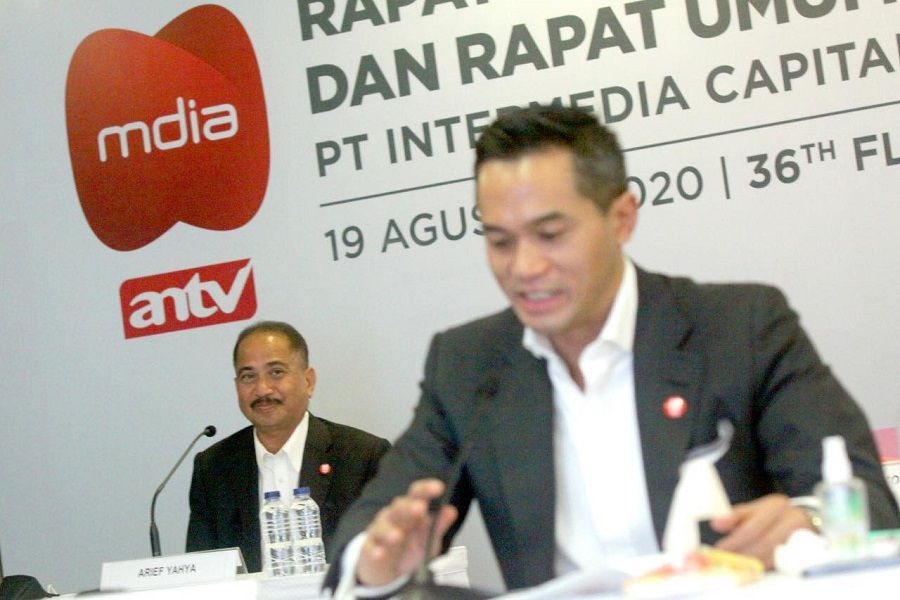 <p>Komisaris Utama PT Intermedia Capital Tbk. Anindya Novyan Bakrie mengumumkan Mantan Menteri Pariwisata Arief Yahya yang didaulat menjadi Direktur Utama PT Intermedia Capital Tbk. sebagai perusahaan media ANTV. / Facebook @bakrie.anindya</p>
