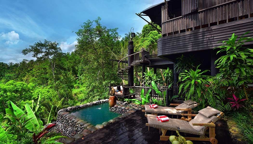 <p>Hotel Capella Ubud, milik warga Indonesia, yang baru dua tahun beroperasi di desa Keliki, Tegalalang, Kabupaten Gianyar, Bali. / Twitter @CapellaUbud</p>

