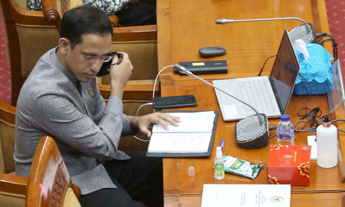 <p>Menteri Pendidikan dan Kebudayaan Nadiem Makarim. Foto: Ismail Pohan/TrenAsia</p>
