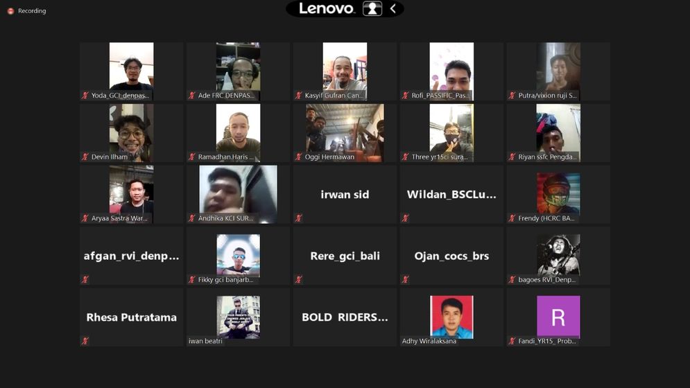 suasana Webinar yang digelar Inspire untuk komunitas Bold Riders Indonesia Timur