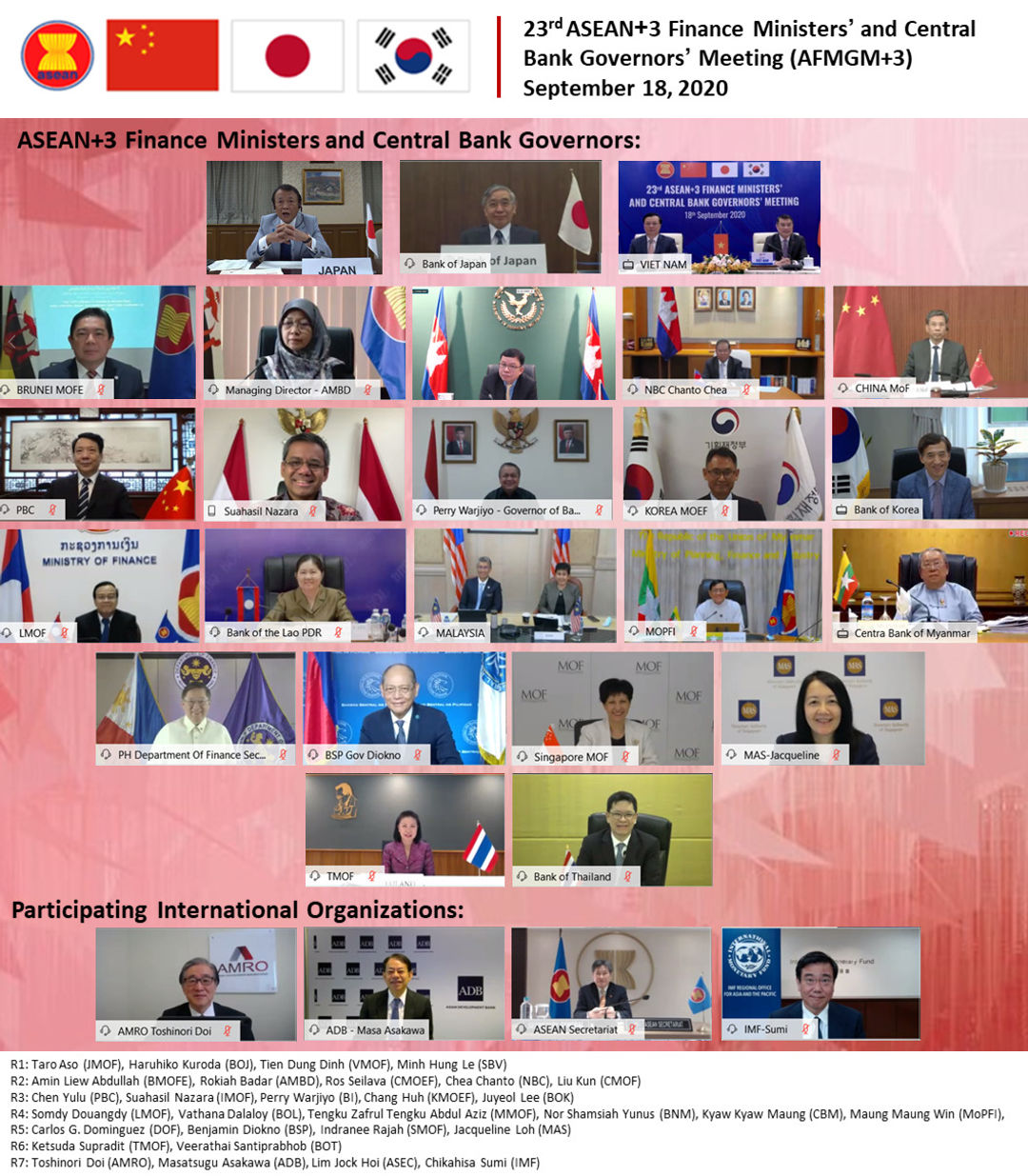 <p>Menteri Keuangan dan Gubernur Bank Sentral negara ASEAN bersama Tiongkok, Jepang, dan Korea Selatan yang tergabung dalam forum ASEAN+3 menyepakati beberapa langkah penguatan terhadap Chiang Mai Initiative Multilateralisation (CMIM). / Bank Indonesia</p>

