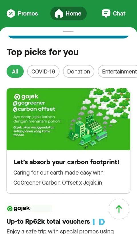 <p>PT Aplikasi Karya Anak Bangsa (Gojek Indonesia) bekerja sama dengan Jejak.in, startup bidang lingkungan hidup, meluncurkan fitur GoGreener Carbon Offset. / Foto: tangkapan layar TrenAsia.com</p>
