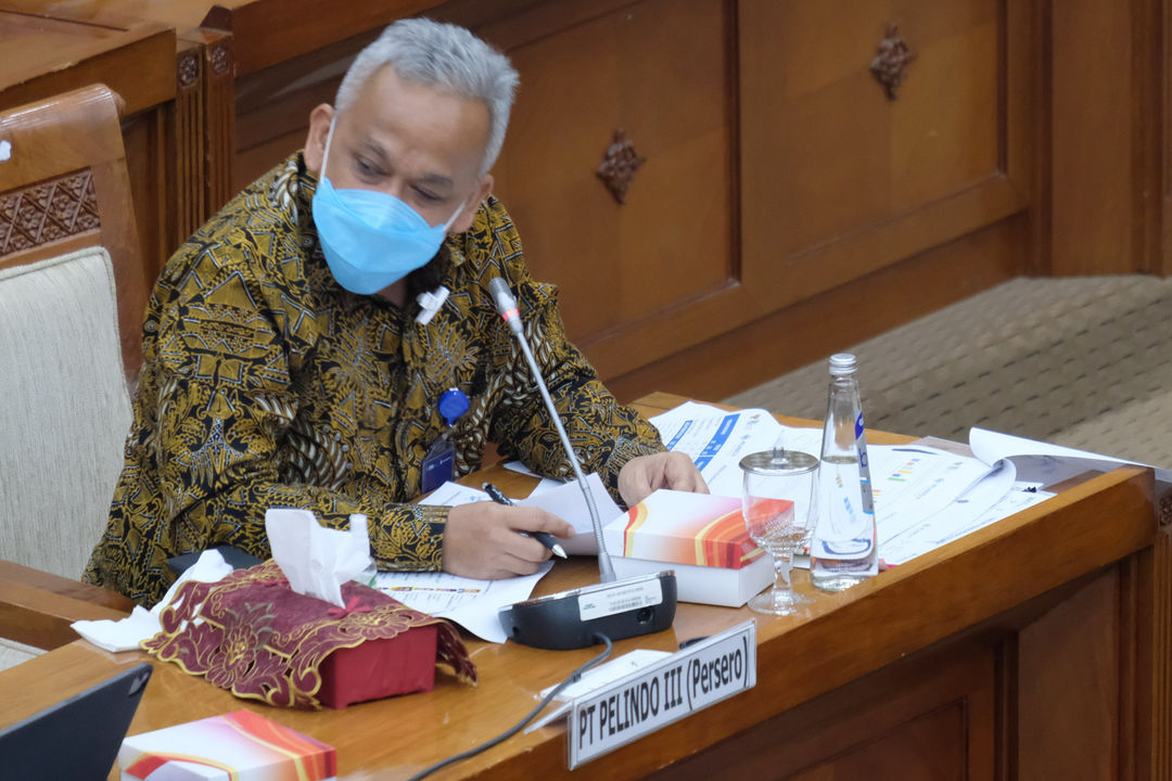 <p>Direktur Utama Pelindo III, Saefudin Noer mengikuti rapat dengar pendapat dengan Komisi VI DPR di komplek Parlemen, Senayan, Jakarta, Rabu, 9 September 2020. Rapat dengar pendapat dengan direktur utama ini membahas penyertaan modal negara Tahun 2021. Foto: Ismail Pohan/TrenAsia</p>
