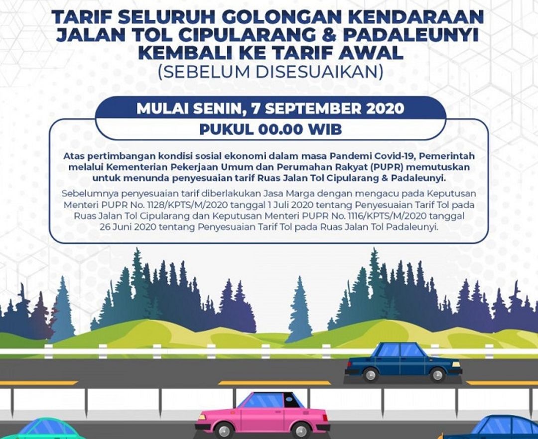 <p>Informasi tarif tol Cipularang Padaleunyi dari PT Jasa Marga (Persero) Tbk / Dok. Jasa Marga</p>
