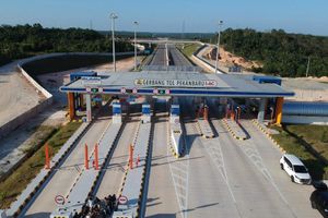 <p>Gerbang Tol Pekanbaru-Dumai yang baru saja diresmikan secara virtual oleh Presiden Joko Widodo / Pu.go.id</p>
