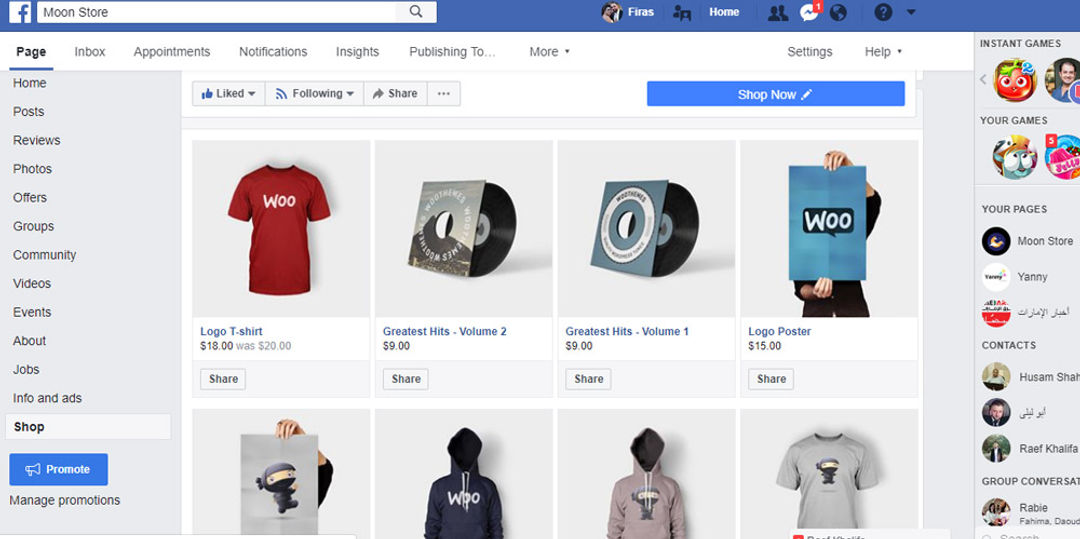 <p>Facebook shop</p>
