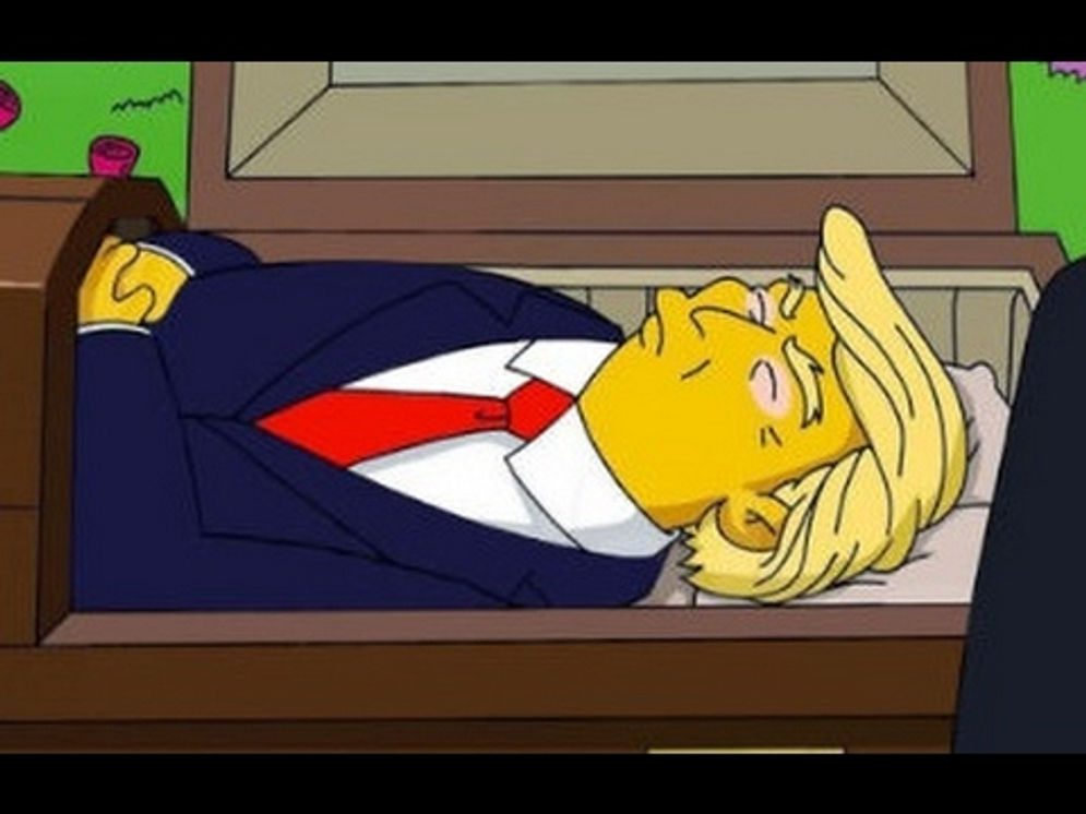 Gambar Presiden AS, Donald Trump di The Simpsons yang beredar di media sosial. Namun belakangan diketahui, gambar tersebut sudah dimanipulasi.