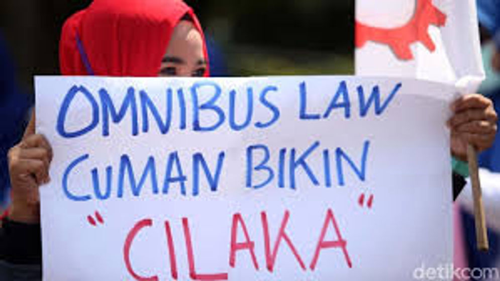 ilustrasi  aksi menolak omnibus law