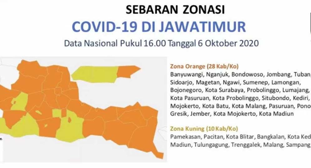Peta sebaran COVID-19 Jawa Timur